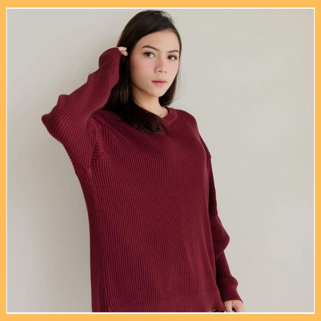 BISA COD !!  BOXY V-NECK VIONA PREMIUM / SWEATER RAJUT WANITA / SWEATER VNECK / BAJU RAJUT /   ATASAN RAJUT WANITA KEKINIAN