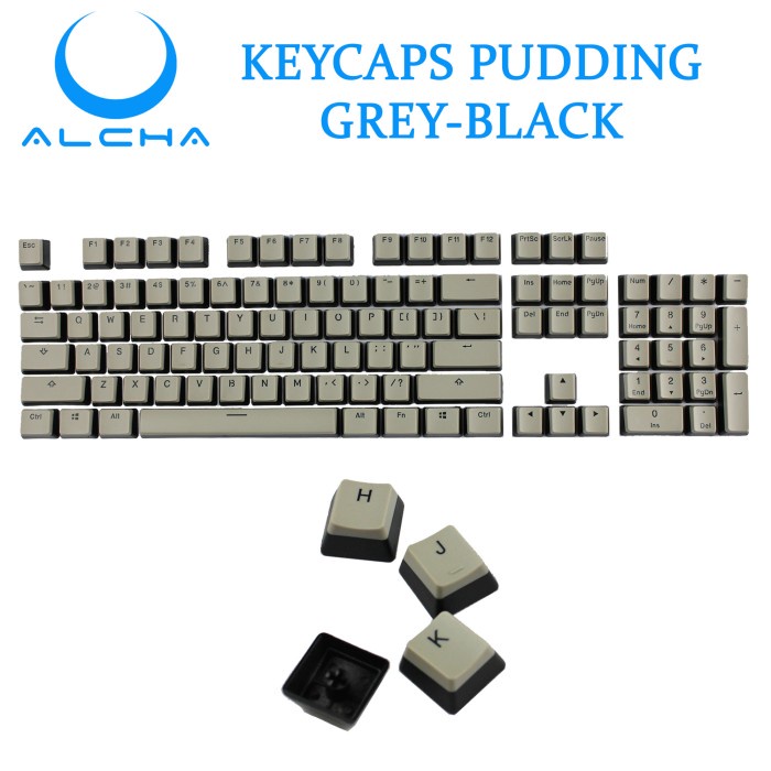 ALCHA KEYCAPS PUDDING / PUDING GREY - BLACK MECHANICAL KEYBOARD