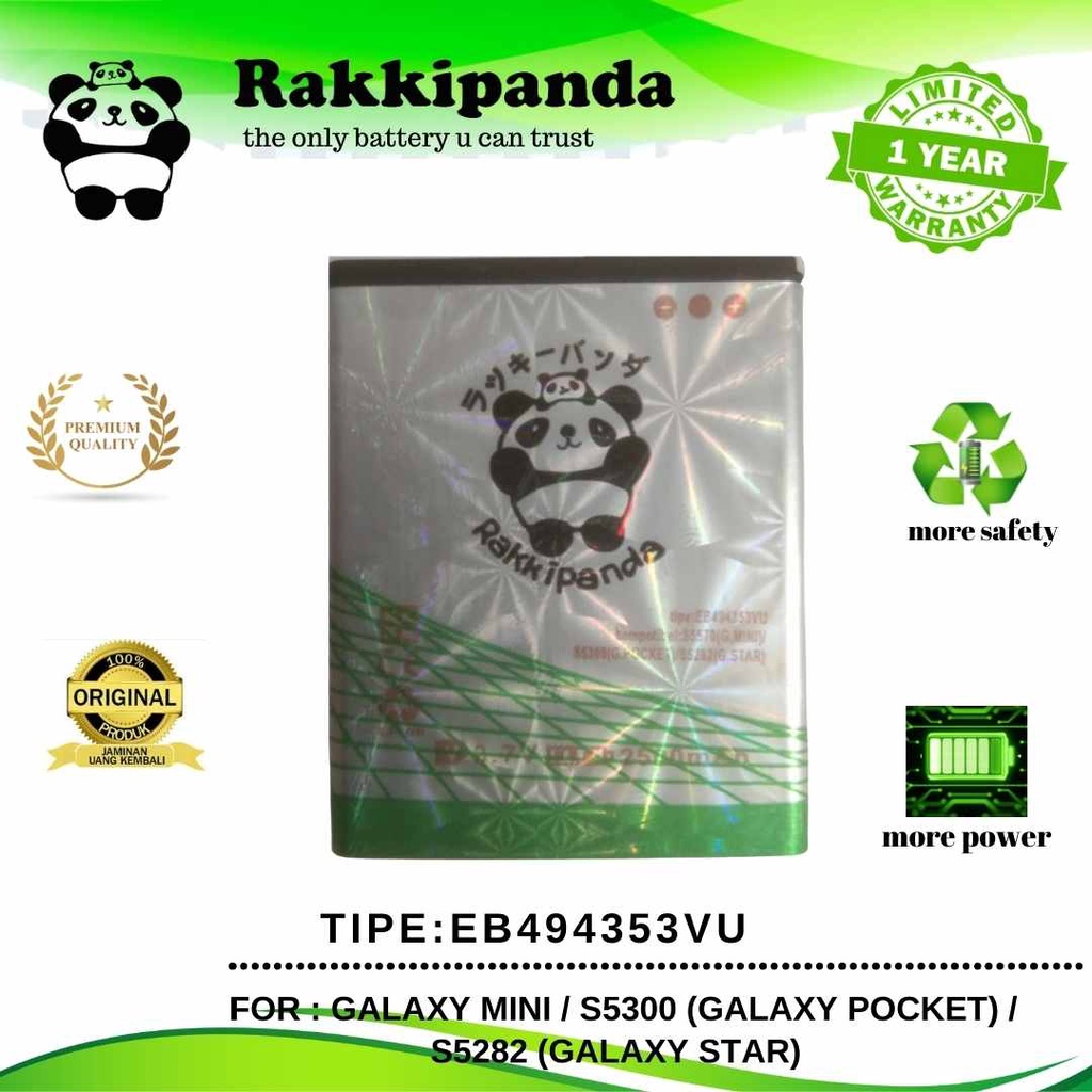 R/K- RakkiPanda - EB494353VU Samsung S5570 Galaxy Mini / S5300 Pocket / S5282 Star / S5250 Wave Batre Batrai Baterai