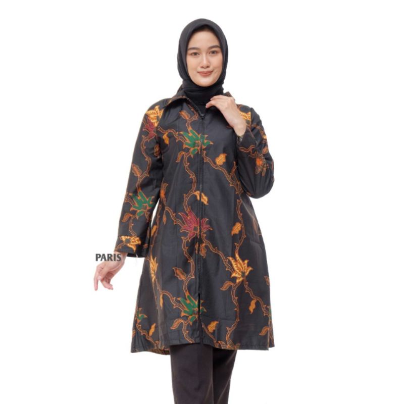 TUNIK BATIK ZIPPER DEPAN TERBARU