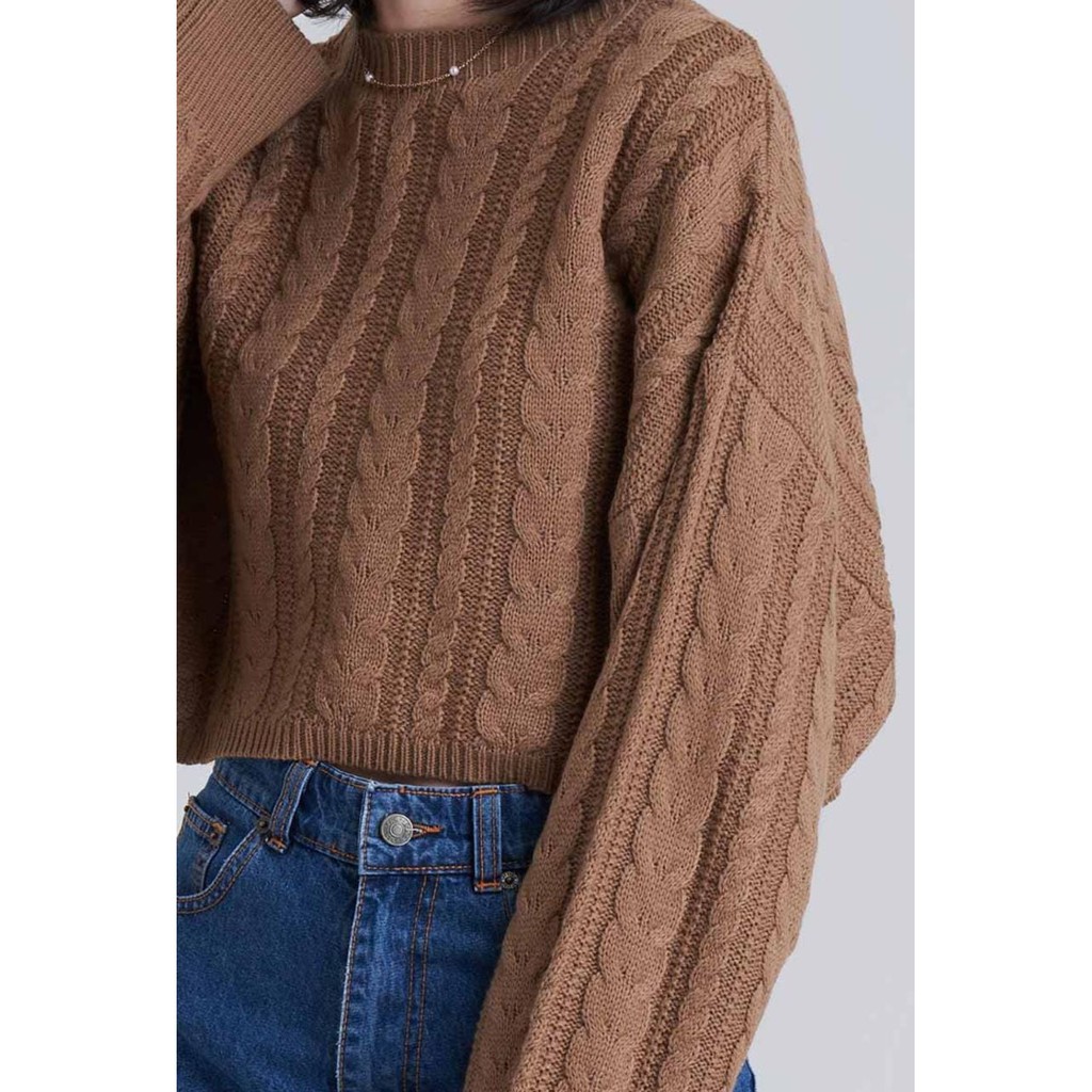 Elior crop cable sweater / sweater crop rajut / lbs sweater crop