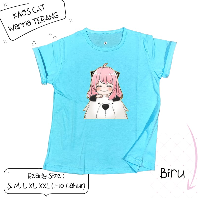 Baju Kaos Anak Cewek 3-12 tahun sampai Dewasa Jumbo &quot;ANYA&amp;BEAR&quot;