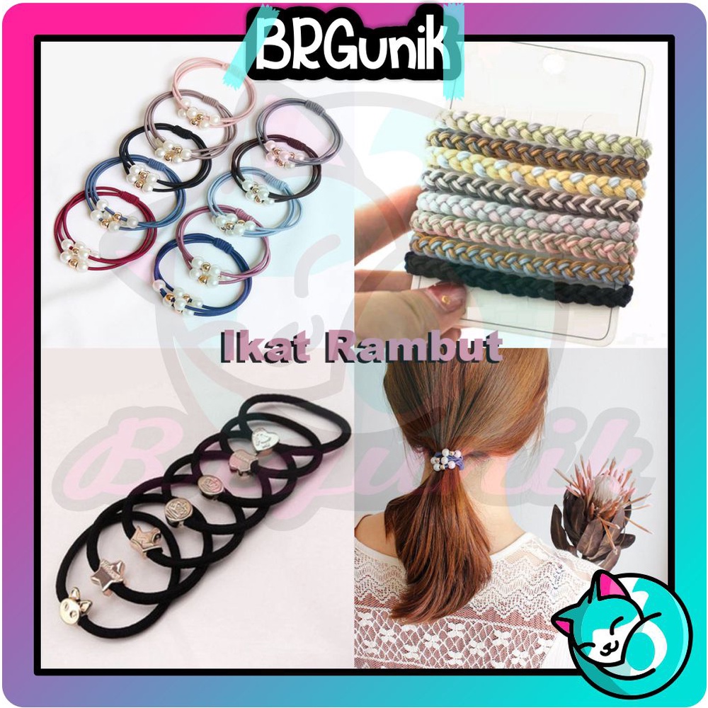 BRGUNIK Ikat Rambut Karet Gelang Body Jewerly / Fashion Wanita / Aksesoris Rambut / Ikat Rambut Mutiara / Ikat Rambut Jadul Kepang R123 R128 R575