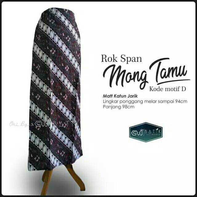 Rok Span Mong Tamu [Geser Motif Lain] Cemerlang Batik Instan Skinny Putih Motif