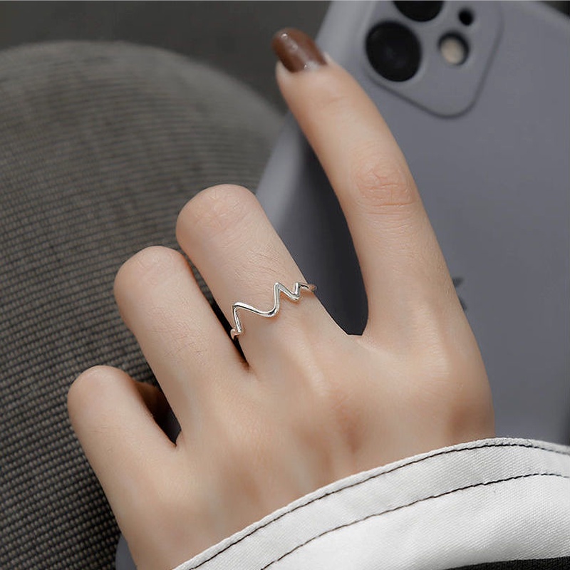 We Flower Cincin Model Terbuka Bahan Sterling Silver 925 Desain Ombak Gaya Minimalis / Trendy Untuk Wanita