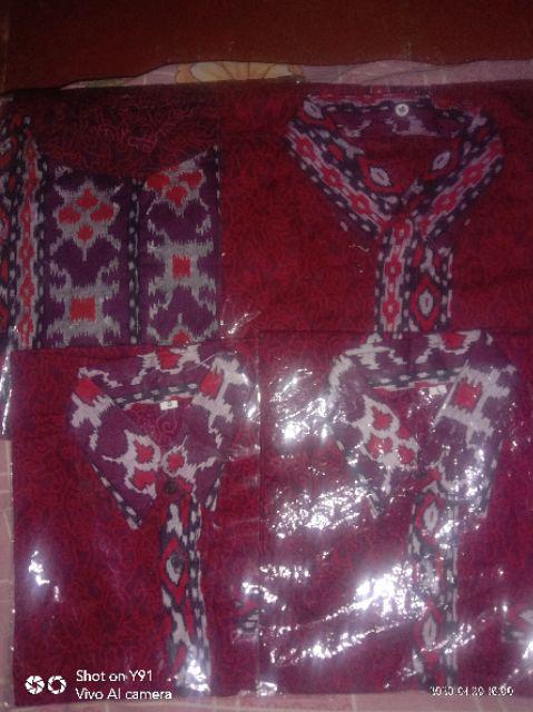 Batik Couple Keluarga Bestseller Termurah Motif Megamendung Merah