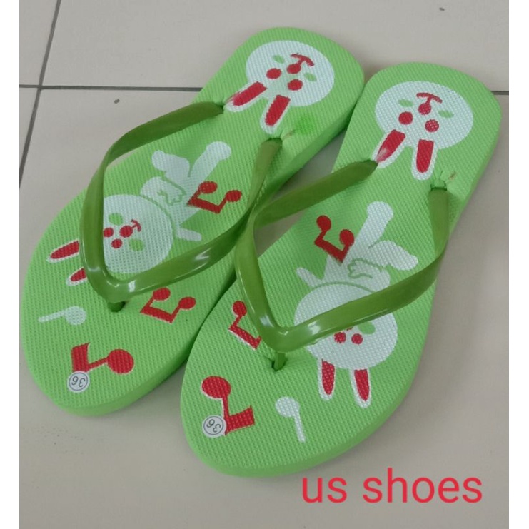 Sandal jepit wanita dewasa sablon kelinci