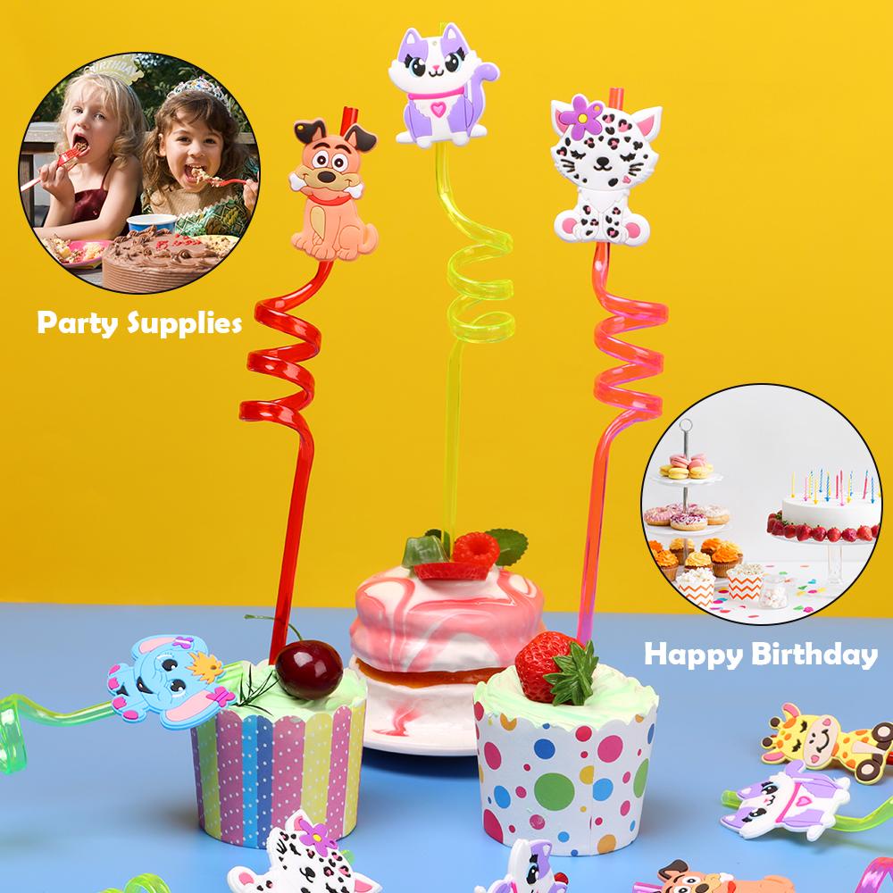 Nanas 1 Pcs Sedotan Plastik Rumah Dapur Bar Happy Birthday Perlengkapan Pesta Reusable