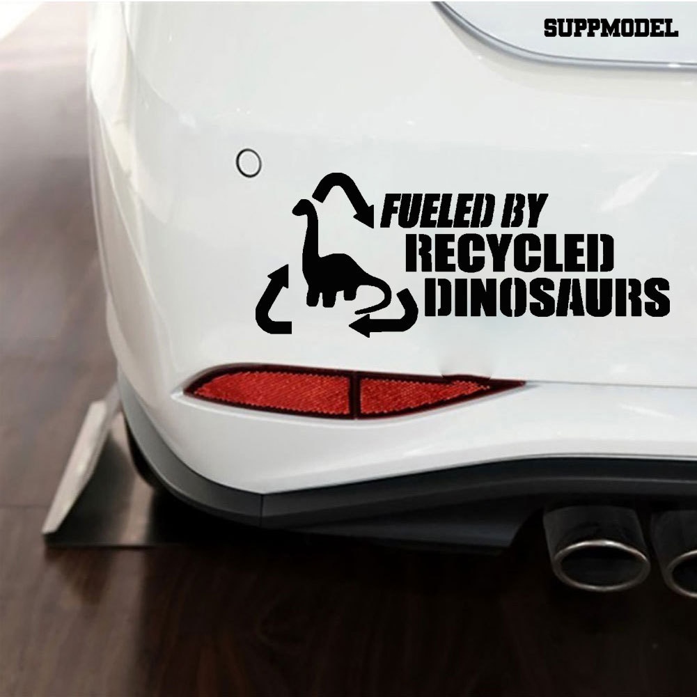 Stiker Reflektif Motif Gambar Dinosaurus Tulisan Fueled by Recycled Untuk Mobil