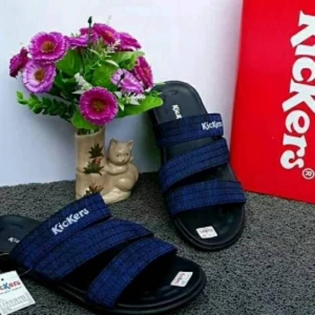 Kickers Sandal gunung  Pria Kickers biru  Semi Formal Bustong Kulit Casual Slop Slip On Murah