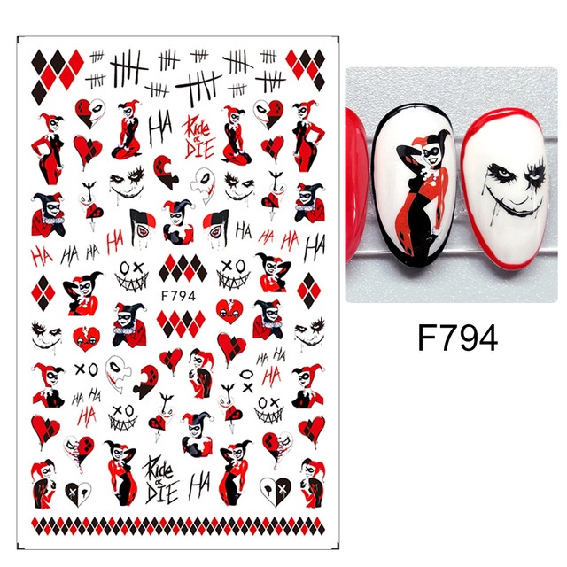 【COD Tangding】Stiker Kuku Desain Snowflake Warna Merah Untuk Halloween