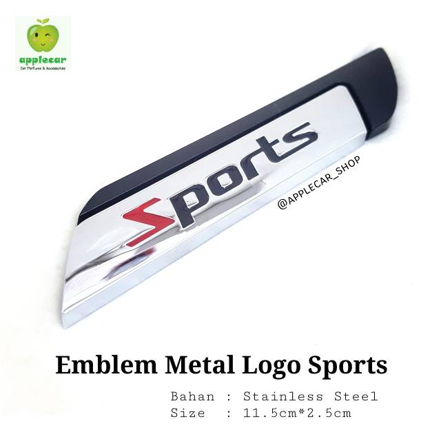 Emblem Stiker Tempelan Metal 3D Sport silver-Hitam