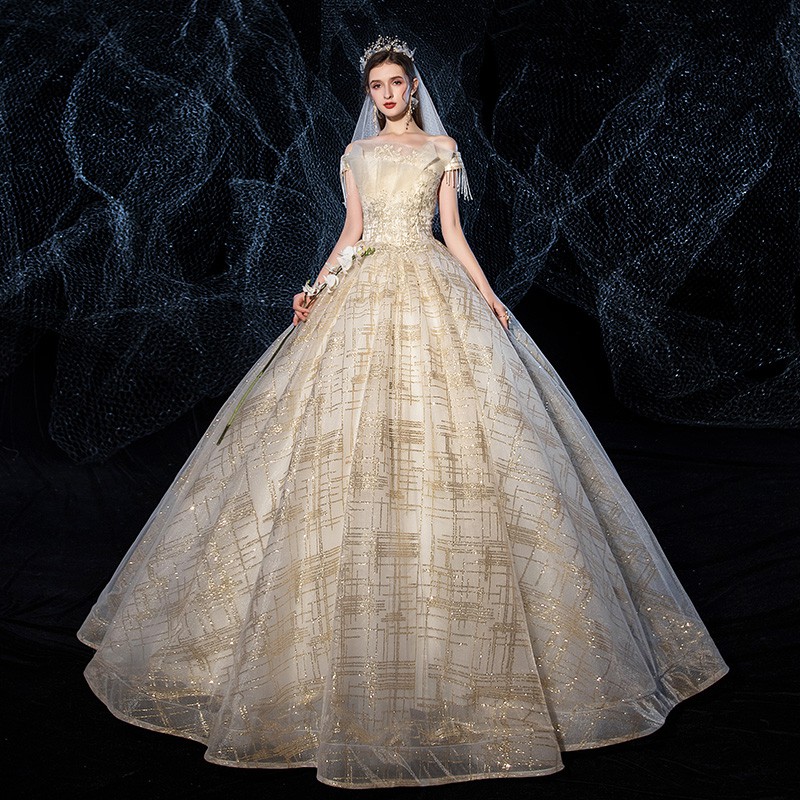 Gaun Pengantin 2105009 Cream Gold Sabrina Wedding Dress