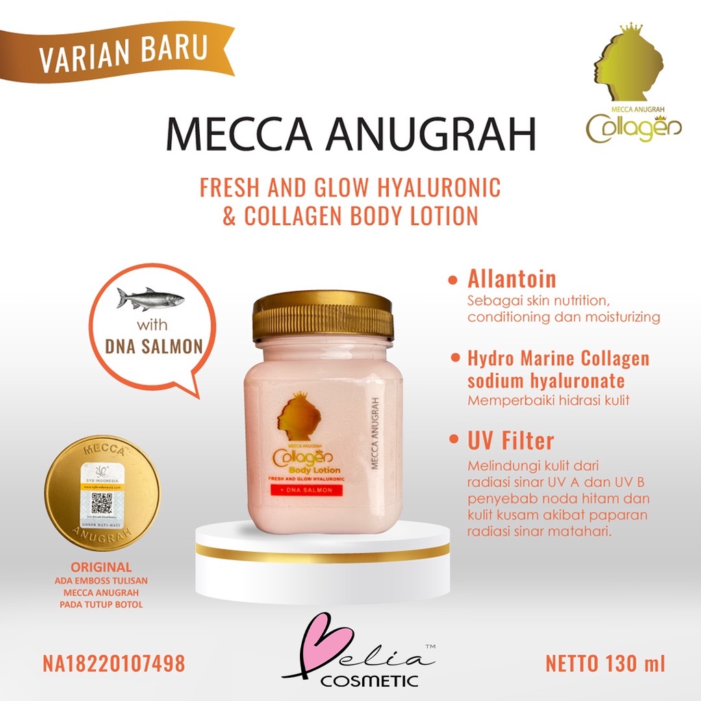 ❤ BELIA ❤ Mecca Anugrah Collagen Body Lotion by SYB Original 100% (Bitcol) | Pemutih Tubuh | Pelembab | BPOM