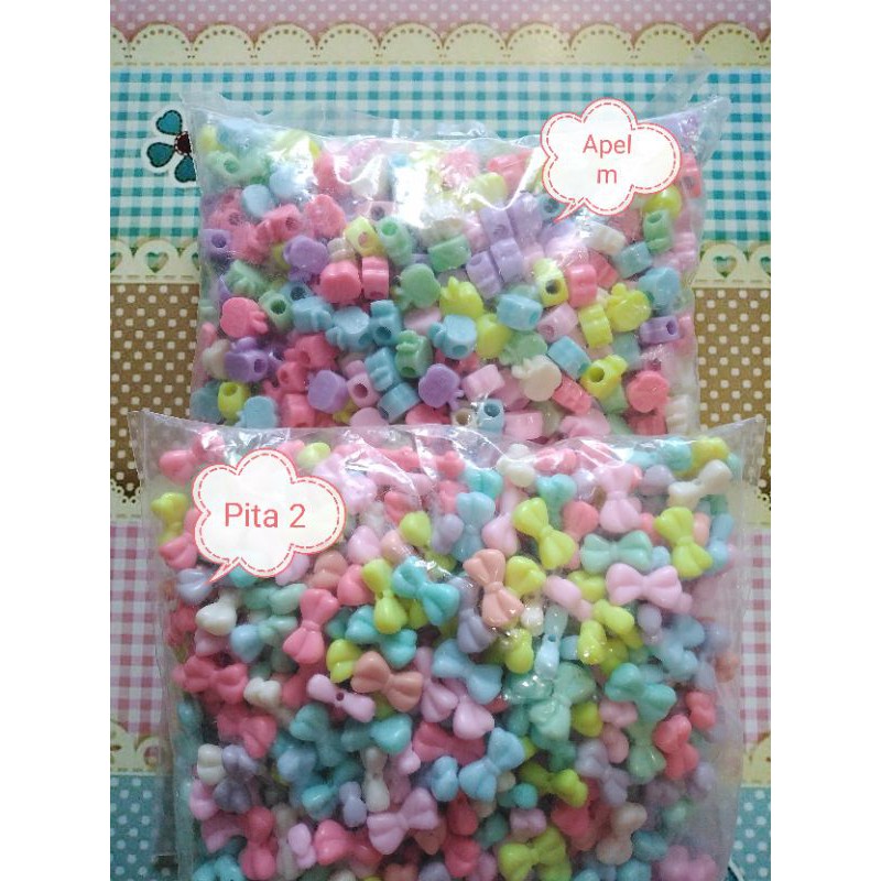 Manik mote meronce kalung gelang warna pastel 25 gr/50 gr