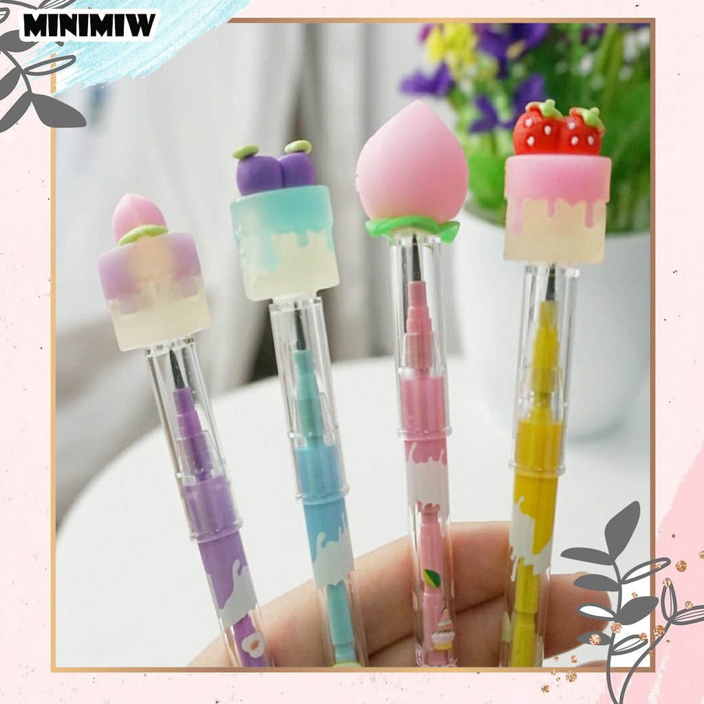 PENSIL CAKE ISI 1 PCS PENSIL SUSUN BENSIA LANTU PENSIL PELURU DESSERT CUPCAKE PEACH KUE