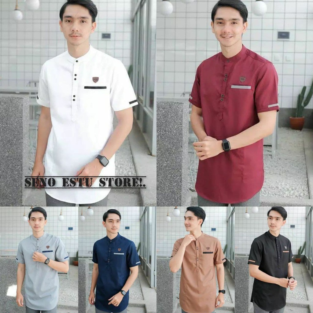 Baju Koko Couple Ayah Dan anak Laki Laki Lengan Pendek Terbaru Kain TOYOBO Warna Denim