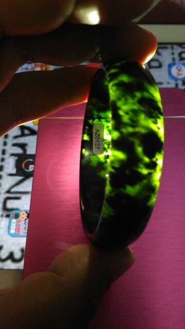 57mm beutiful bracelet gelang natural chinese blackjade bonus box