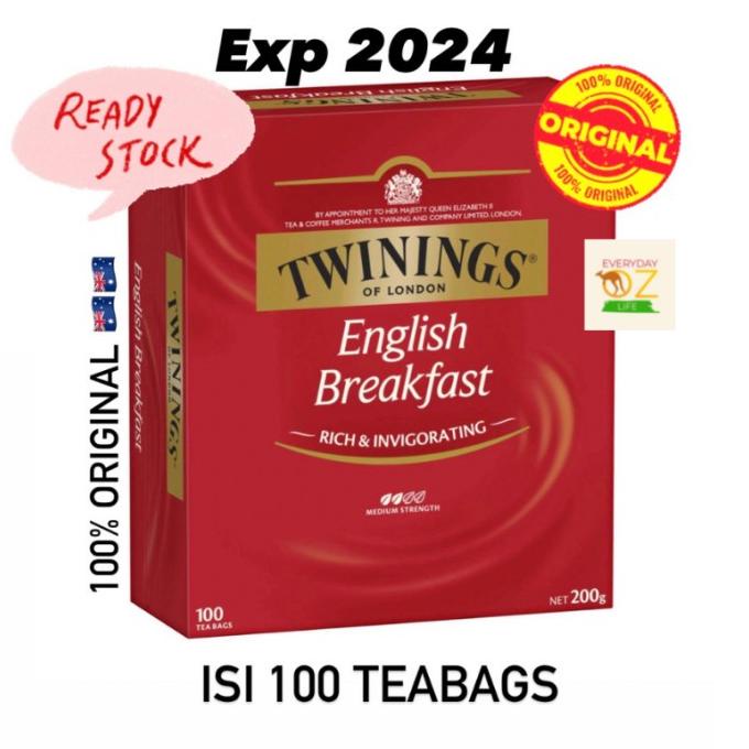 

(BISA COD) Twinings Tea English Breakfast Isi 100 Teabag TERJAMIN Kode 1007