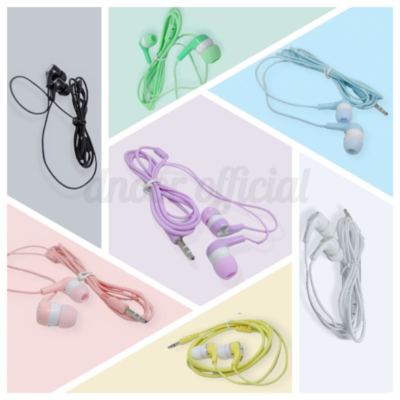 Handsfree Headset Macaron EXTRA BASS Music Angel Mate / QTOP Color Hifi Earphone