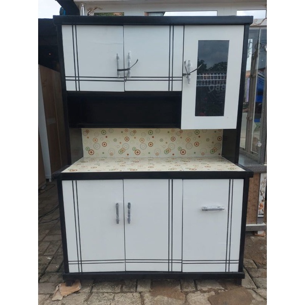 Lemari Piring 3 Pintu Body Hitam & Body putih Premium