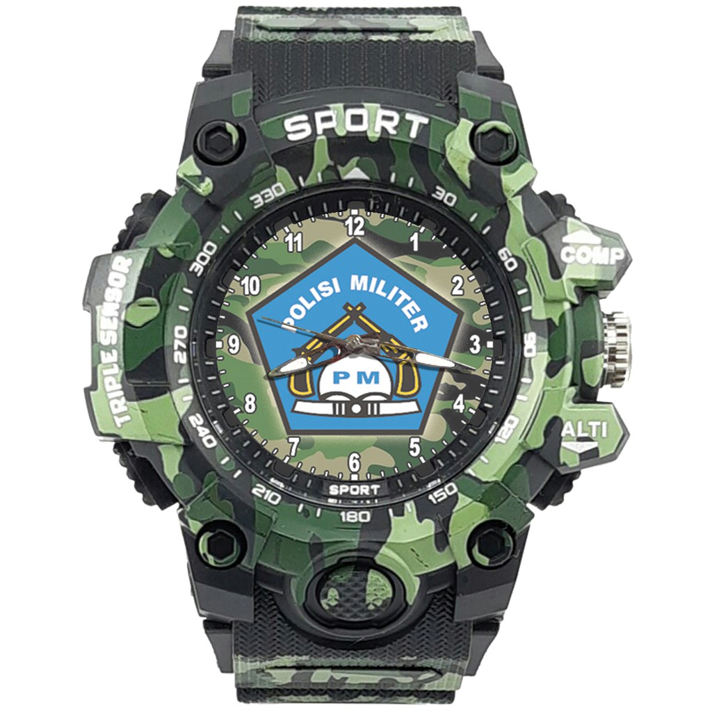 {Istimewa} Jam Tangan LOGO POLISI MILITER - PM 2 Hitam Army Water Resistant