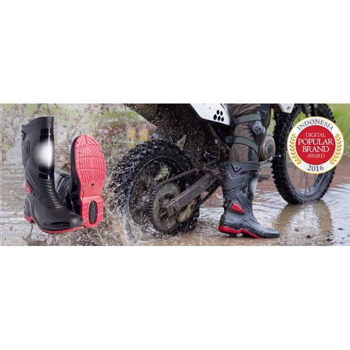 Sepatu Karet PVC Anti Tembus Air Banjir Hujan AP BOOTS MOTO 3 MOTO3 Sepatu Boots Waterproof Tinggi-2