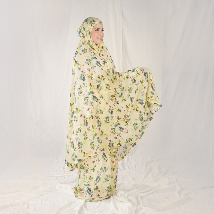 MECCANISM - MUKENA TRAVEL SILKY FLOWER YELLOW GREEN