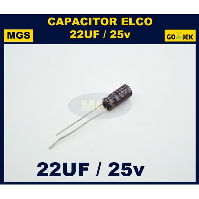 100Pcs Kapasitor Elko 22uf 25v Capacitor Elco 22uf 25v