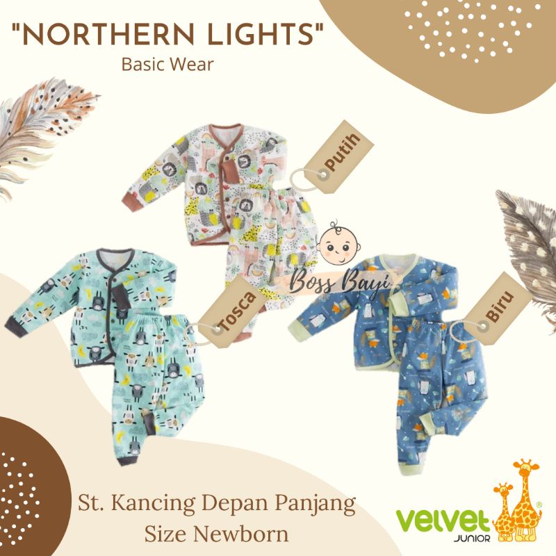 VELVET JUNIOR Setelan Panjang Kancing Depan Bayi Newborn 0-3bulan (3pcs)