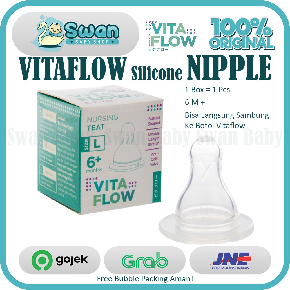 Vitaflow Silicone Nipple Size L Dot Anti Colic / Vita Flow