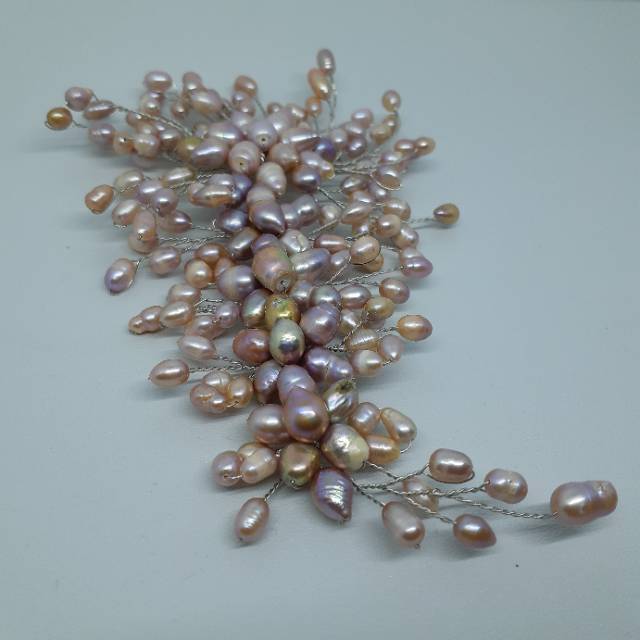 Bros besar mutiara cabang susun 4, bros kebaya handmade mutiara air tawar