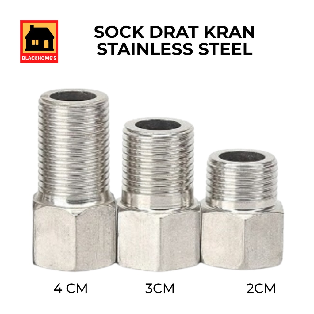 Sock Drat Panjang| Sok Kran Stainless| Sambungan Kran| Sok Drat Segi