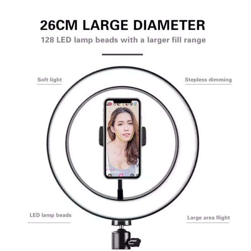 RINGLIGHT 26CM VLOG LIVE SELFIE + CAMERA TRIPOD 2,1 METER MULTIFUNGSI