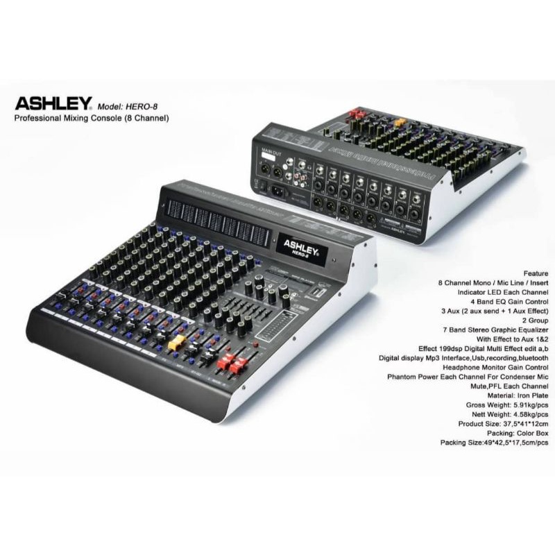 MIXER AUDIO ASHLEY HERO 8 Compres NEW ASHLEY MIXER HERO8