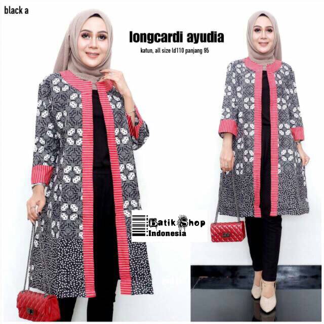 Cardi Ayudia Batik Soft Kardigan Formal Kerja Kantoran Outerwear Muslim Casual Kondangan Lengan Panjang