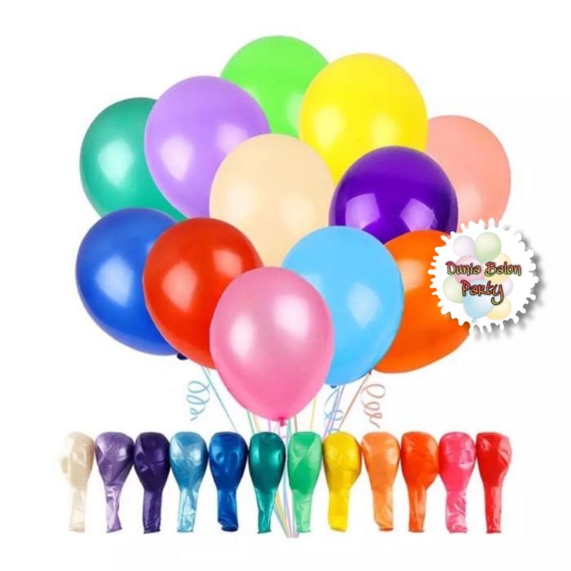 Balon Latex Metalik / Balon Karet Polos Perpack 12 Inc ( isi 100 )