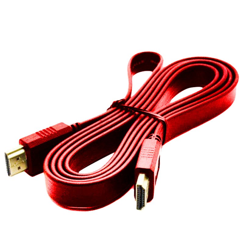 KABEL HDMI 3M FLAT VERSI 1.4 / HDMI 3 Meter - Hitam, Biru, Merah