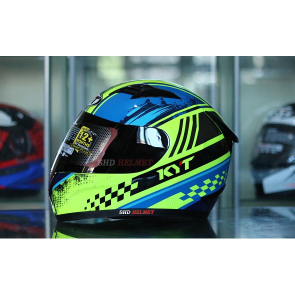 HELM KYT R10 MOTIF SERI 4 YELLOW FLUO BLUE FULL FACE BIRU KUNING