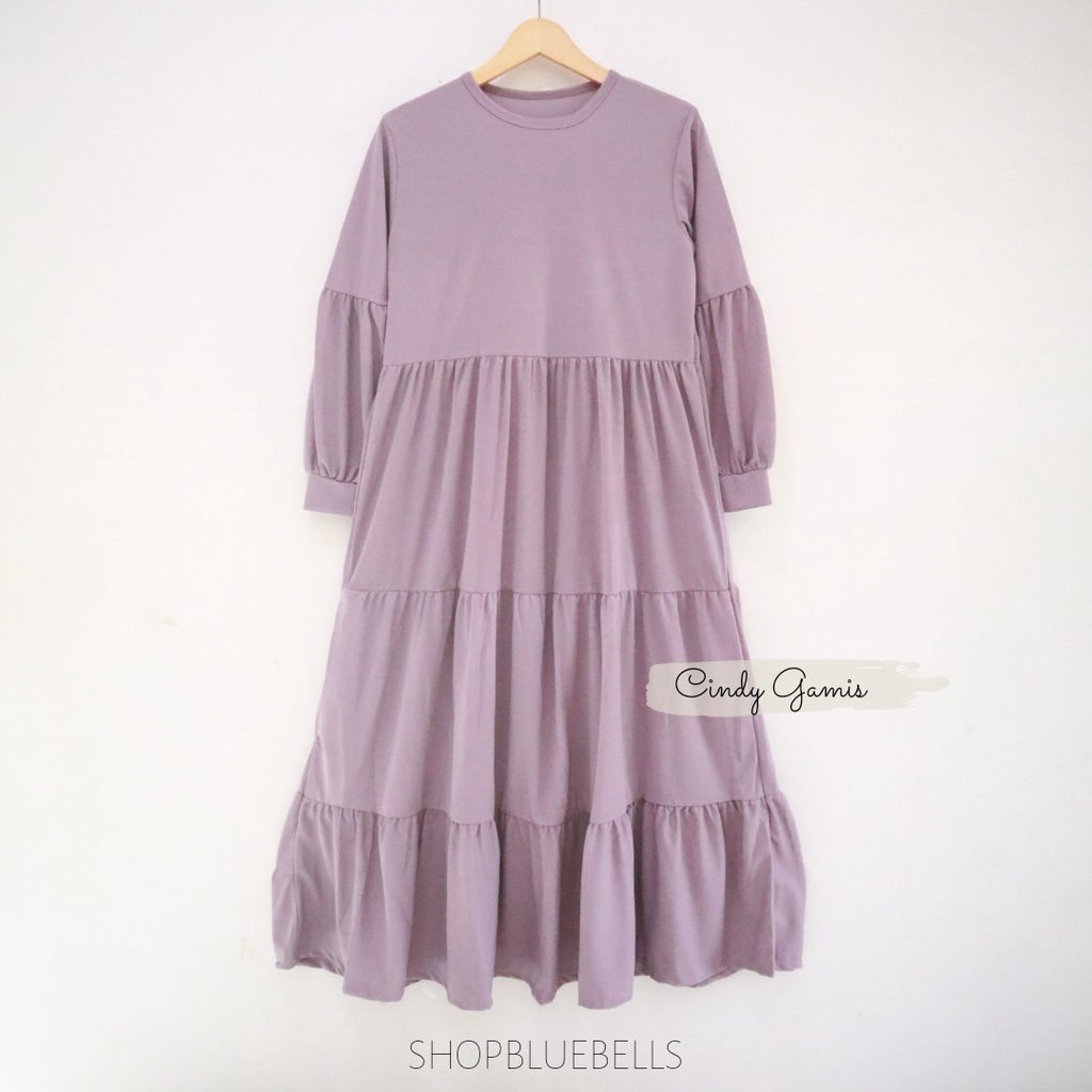 Lunara Maxy / Gamis Muslim Dropknit Susun Grosir Seragam Pengajian-Cindy  - Lilac