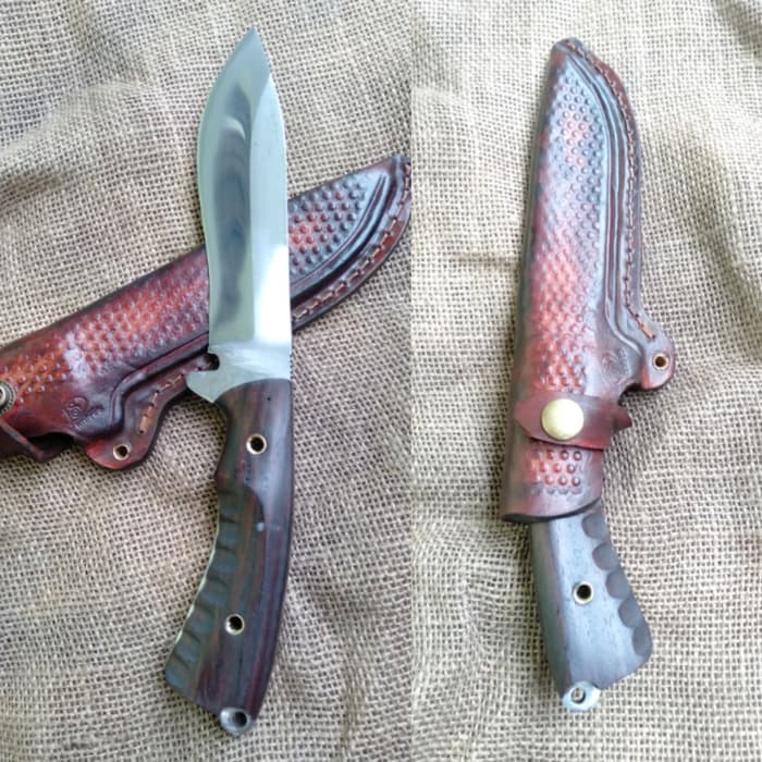 Pisau Skiner Survival Mancing Baja Per Pulltang Sonokeling Asli Cibatu (HIGH QUALITY)