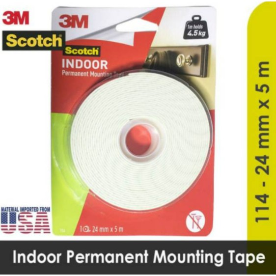

Indoor Permanent Mounting Double Tape 3M 24 mm x 5 m Scotch 114