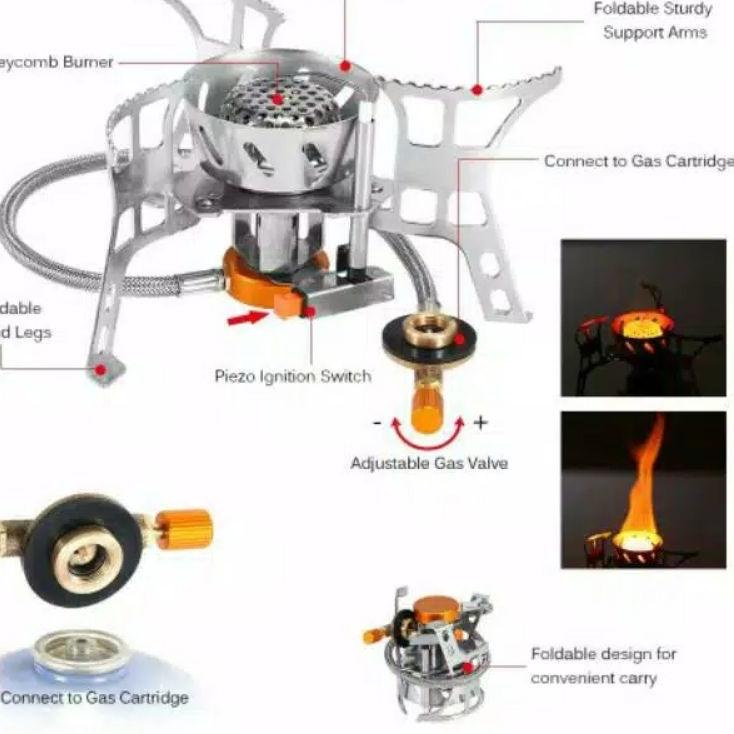 Hot Price KOMPOR CAMPING ULTRALIGHT SELANG ZYZY 17 TAHAN ANGIN PLUS ADAPTOR GAS KALENG KOMPOR PENDAK