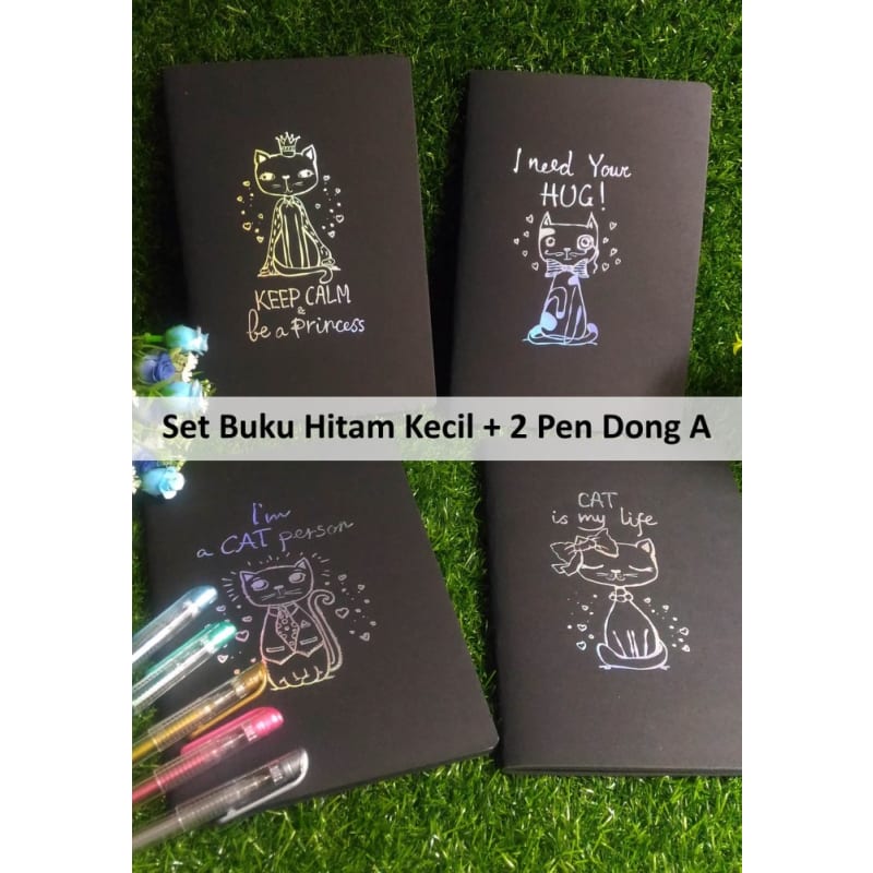

SET : 1 Buku Tulis Hitam Uk M + 2 Pulpen Dong-A Gel Metallic CAT