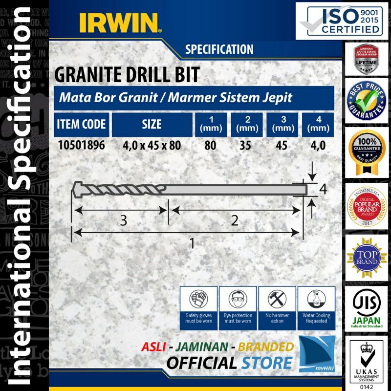 IRWIN MATA BOR TEMBOK 10MM / MATA BOR BETON 10 MM