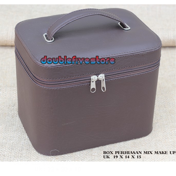 Box Perhiasan Mix Make Up Cantik Hard Case Premium Coklat