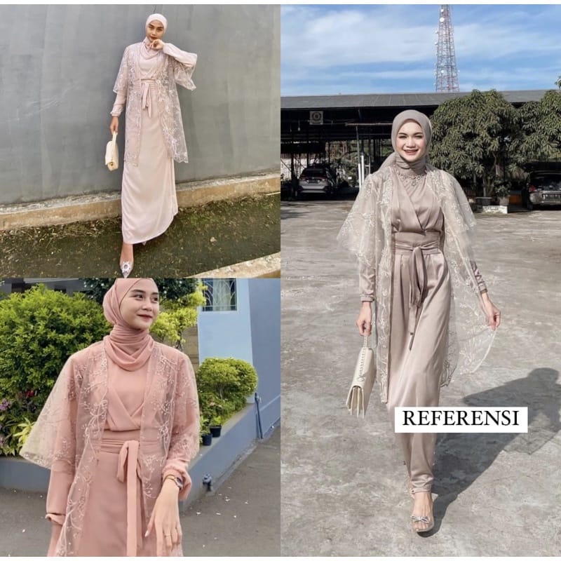 Gamis Remaja AREESHA Terbaru 2022 Gamis Kondangan Wanita Gamis  Seragam Size M L XL XXL Dress Kondangan Gamis Brukat Blezer Gamis 2in1 Gamis Outer