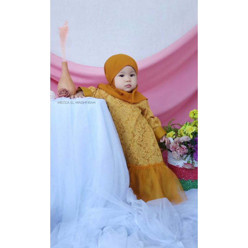 ethnickidswear Azura Gamis Brokat Anak Gamis Couple Mom and Kids Gamis Pesta Baju Lebaran Keluarga