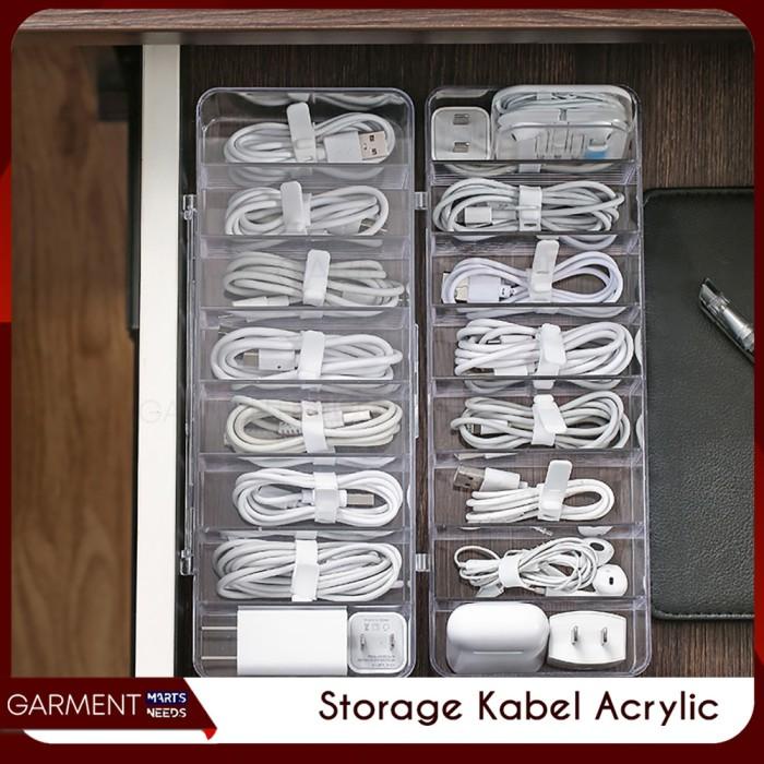 Kotak Penyimpanan Kabel Charger Data USB Akrilik Storage Box Best Seller