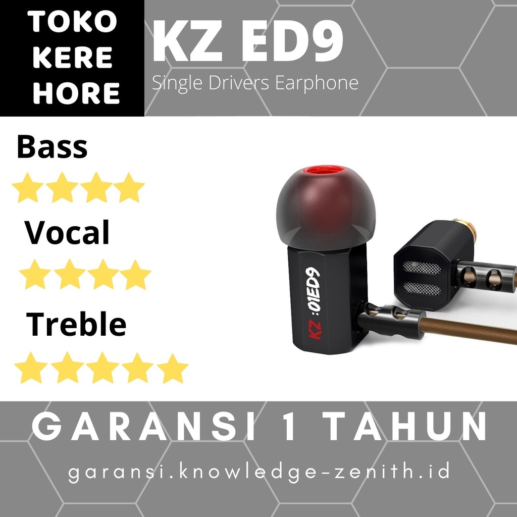 Knowledge Zenith In-Ear Earphones 3.5mm with Mic - KZ-ED9 - Black